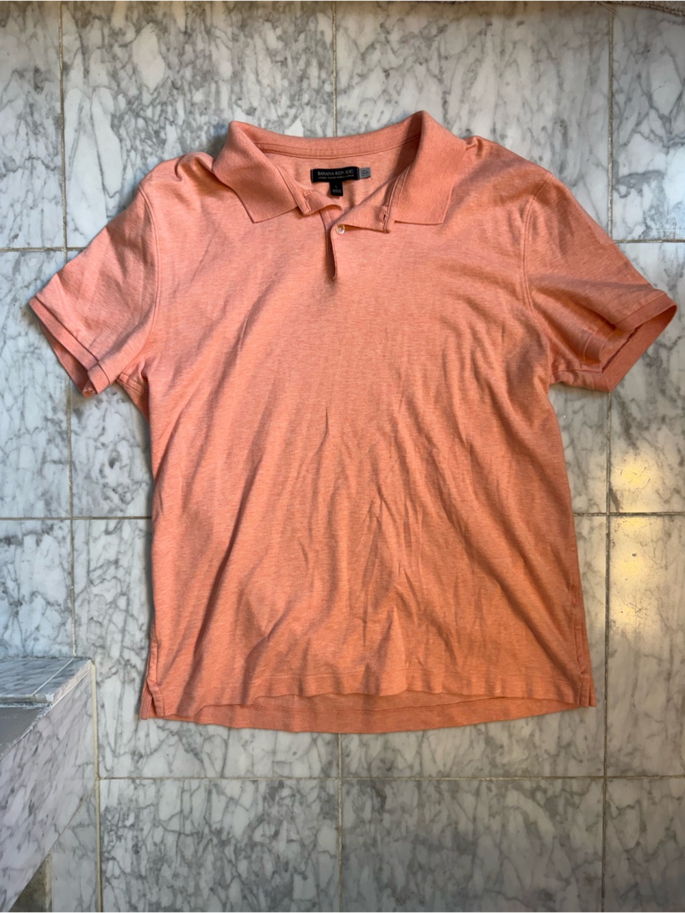 Banana Republic Men's Heathered Coral Polo Shirt